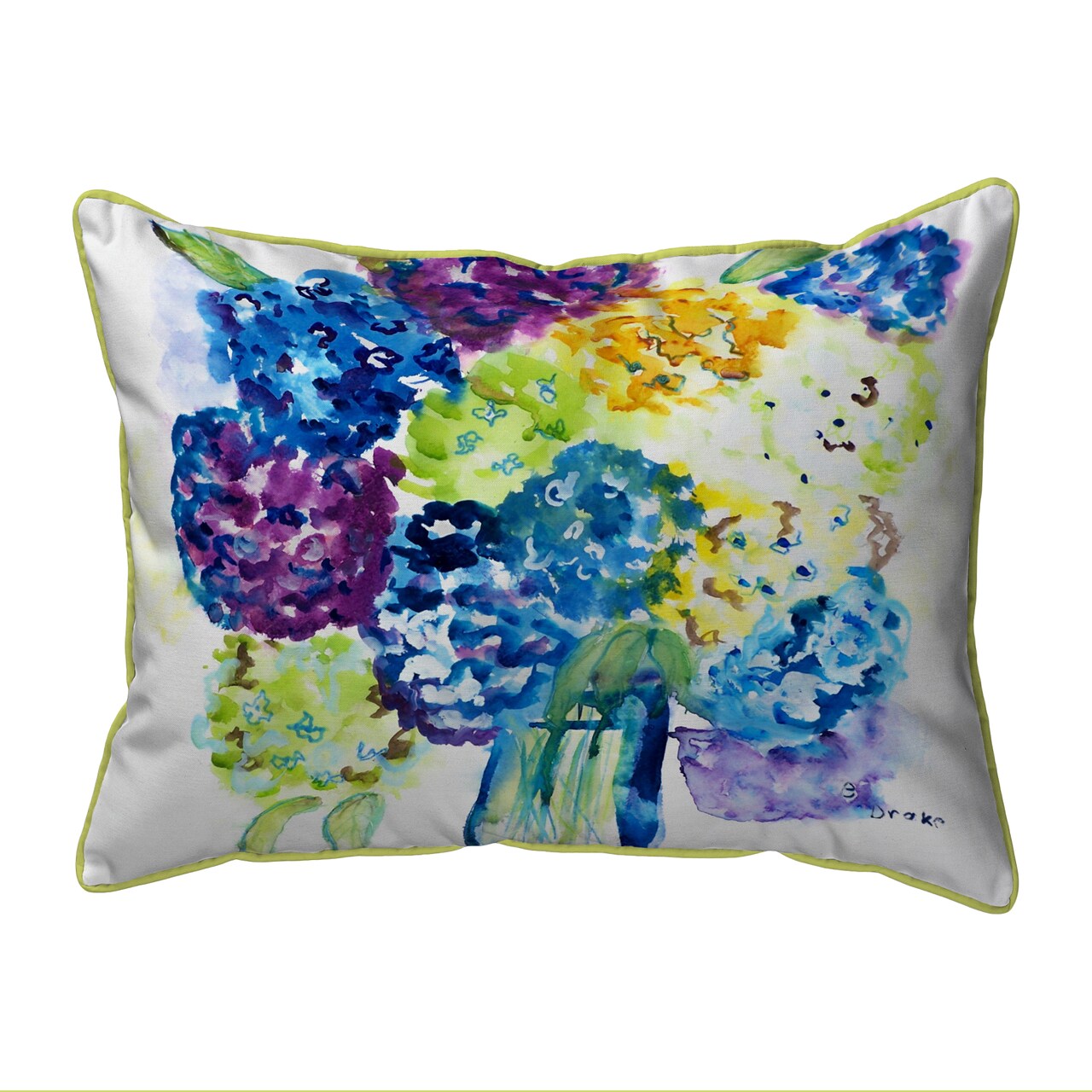 Betsy Drake Betsy's Hydrangea Small Indoor/Outdoor Pillow 11x14